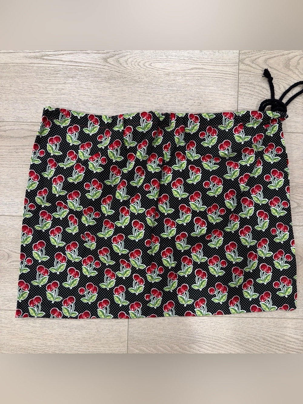 Cherry Print Dust Bag in Black and Red